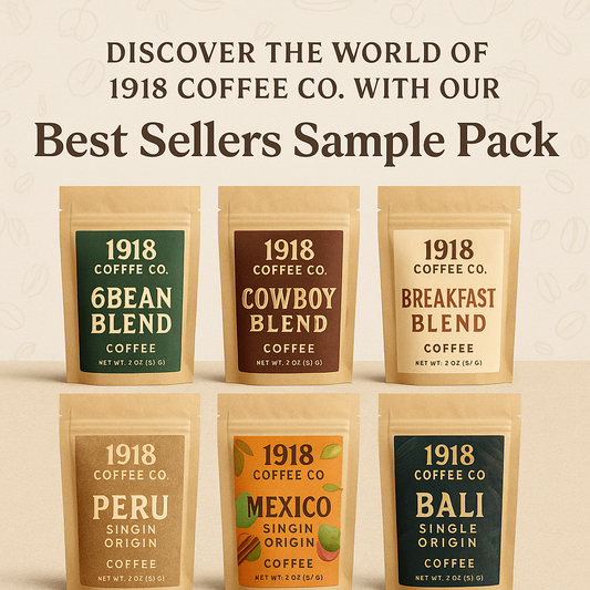 Best Sellers Sample Pack: 6Bean, Cowboy, Breakfast, Peru, Mexico, Bali - 1918 COFFEE