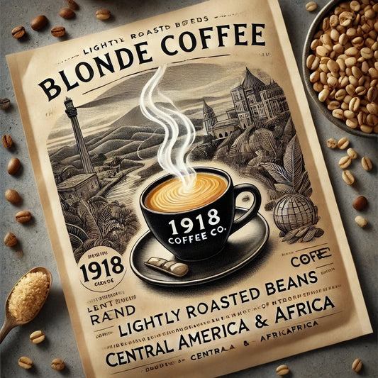 Image of Blonde Coffee from 1918 Coffee Co., featuring lightly roasted beans from Central America and Africa.