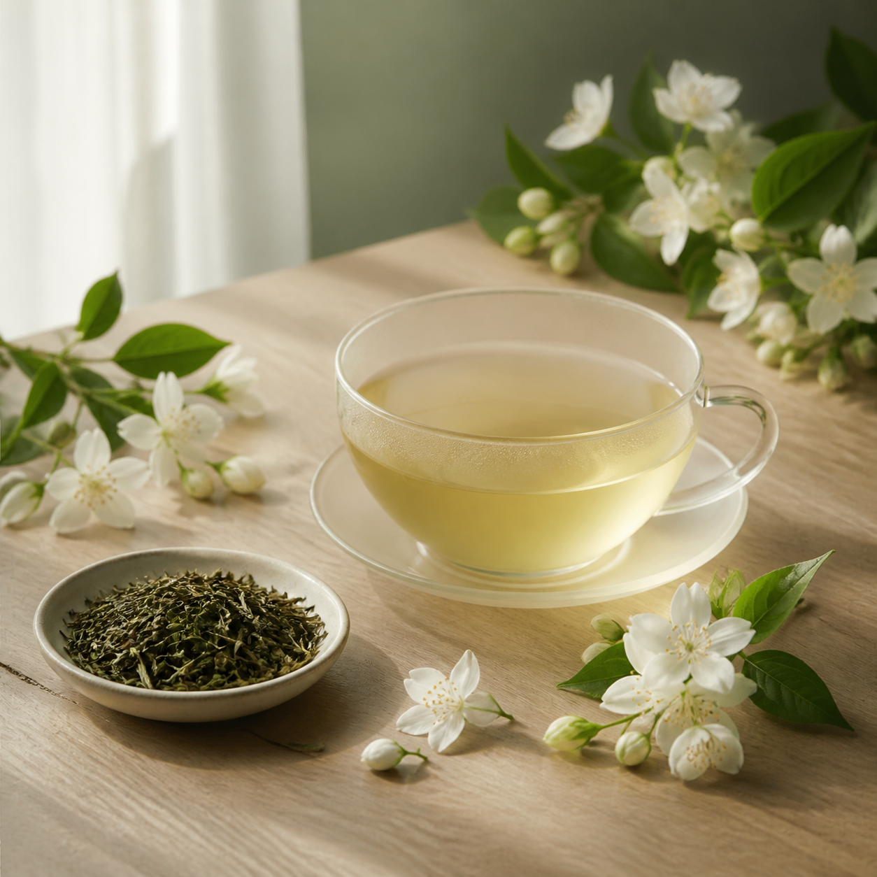 Jasmine green tea with fresh jasmine blossoms - 1918 Coffee Co.
