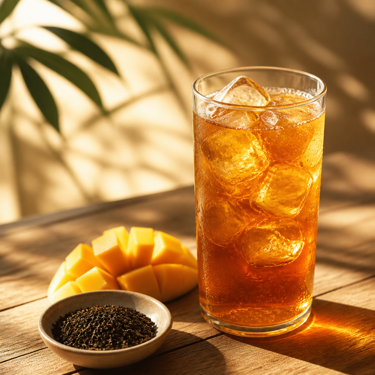 Mango Treat iced tea with ripe mango - 1918 Coffee Co.
